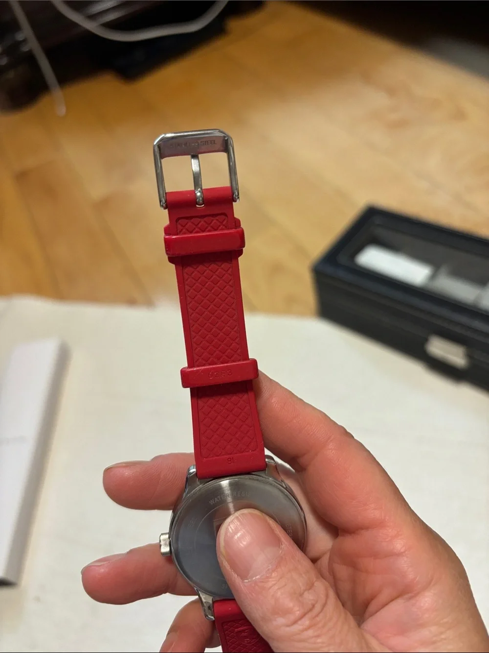 Ferrari Red Strap Black Dial Men's Watch